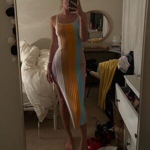 Pq swim (south moon under) rainbow dress with slit. New with tag